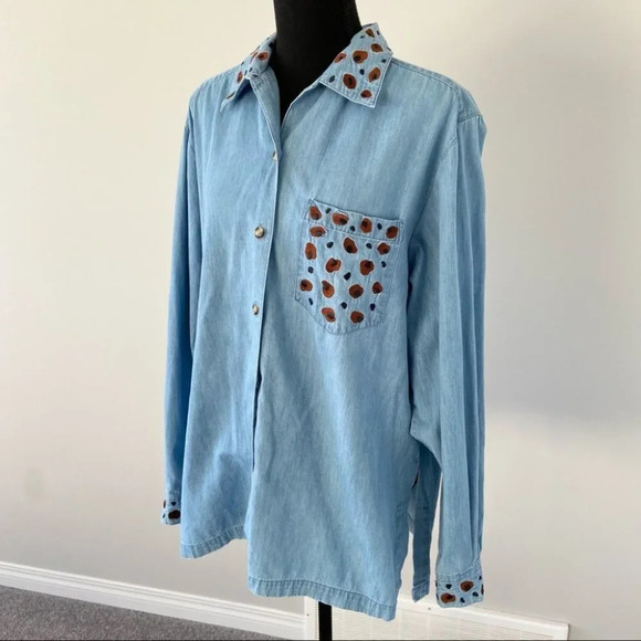 Vintage BellePointe Embroidery Denim Button Shirt - Picture 4 of 15